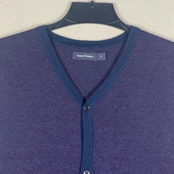 Samuel‎ Windsor Mens L Front Button Knit Vest Pockets Regular Fit Wool Cotton - Picture 2 of 10